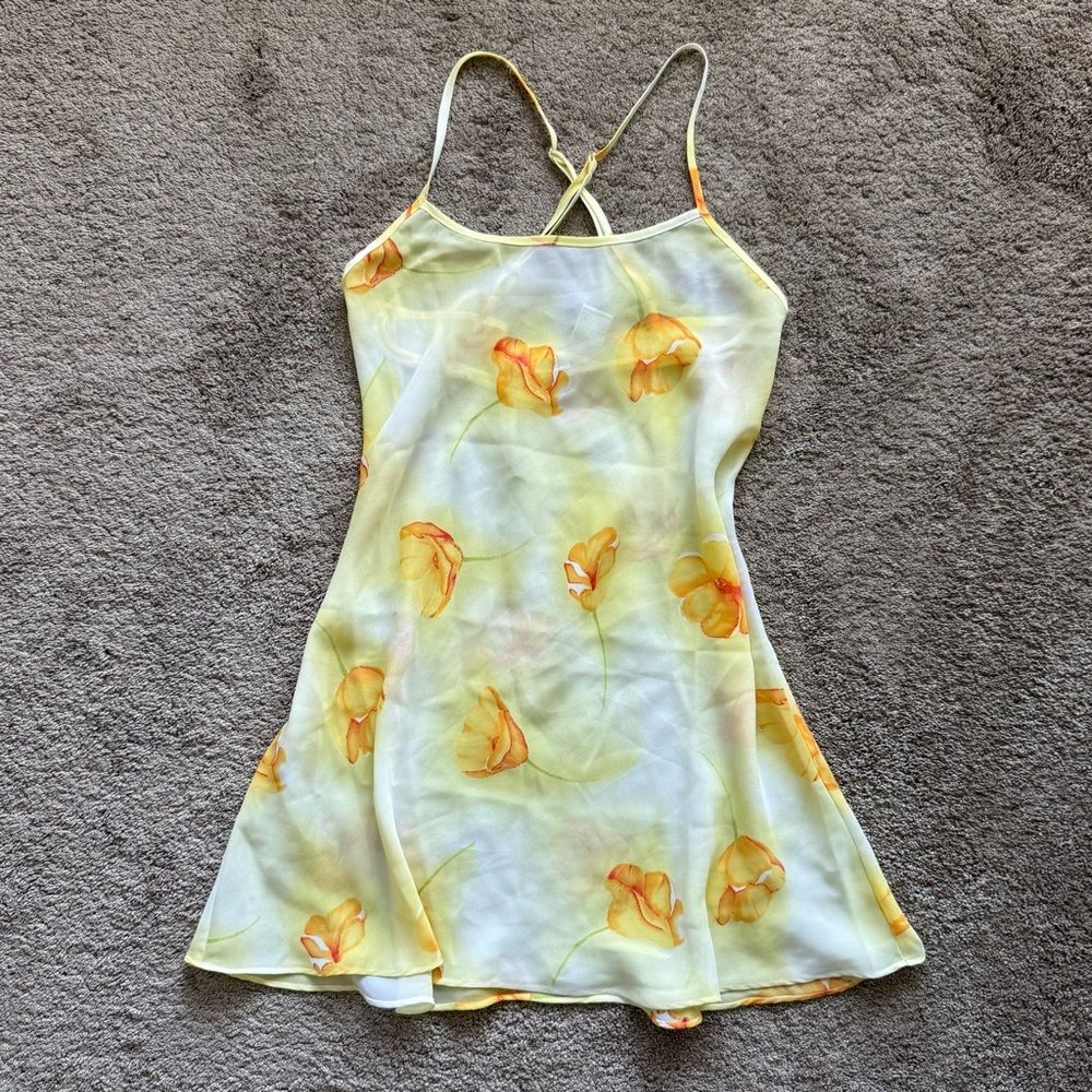 INC Yellow Floral Slip Dress